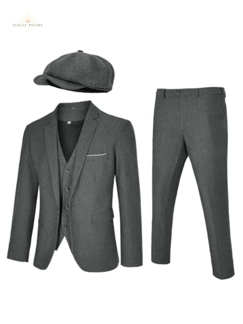 Men's 4 Piece 1920s Gangster Suit Polyester Vest Blazer Pants Newsboy Cap